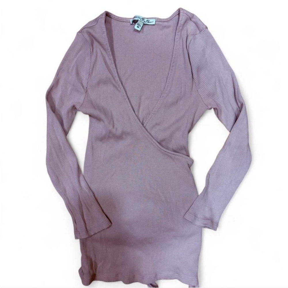Express pink long sleeve wrap top